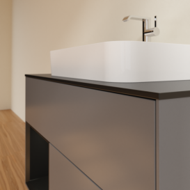 Тумба под раковину Villeroy & Boch Finion 100х50,1 см с подсветкой МДФ антрацит матовый лак/стекло черное матовое F362PDGK