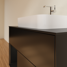 Тумба под раковину Villeroy & Boch Finion 100х50,1 см с подсветкой МДФ черный матовый лак/стекло черное матовое F362PDPD