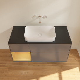 Тумба под раковину Villeroy & Boch Finion 120х50,1 см с подсветкой МДФ антрацит матовый лак/стекло черное матовое G702HFGK