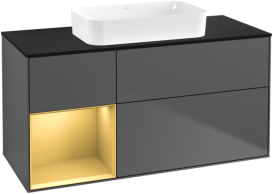 Тумба под раковину Villeroy & Boch Finion 120х50,1 см с подсветкой МДФ антрацит матовый лак/стекло черное матовое G702HFGK