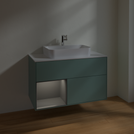 Тумба под раковину Villeroy & Boch Finion 100х50,1 см с подсветкой МДФ оливковый матовый лак/стекло белое матовое F361GKGM