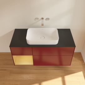 Тумба под раковину Villeroy & Boch Finion 120х50,1 см с подсветкой МДФ пион матовый лак/стекло черное матовое G702HFHB