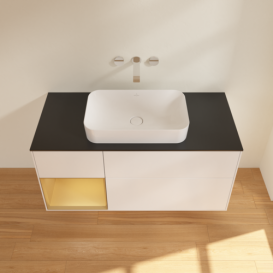 Тумба под раковину Villeroy & Boch Finion 120х50,1 см с подсветкой МДФ белый матовый лак/стекло черное матовое G702HFMT