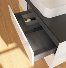 Тумба под раковину Villeroy & Boch Finion 120х50,1 см с подсветкой МДФ белый матовый лак/стекло черное матовое G702HFMT