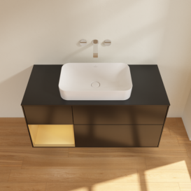 Тумба под раковину Villeroy & Boch Finion 120х50,1 см с подсветкой МДФ черный матовый лак/стекло черное матовое G702HFPD