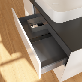 Тумба под раковину Villeroy & Boch Finion 120х50,1 см с подсветкой МДФ глянцевый белый лак/стекло черное матовое G702MTGF