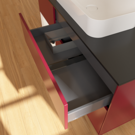 Тумба під раковину Villeroy & Boch Finion 120х50,1 см з підсвічуванням МДФ півонія матовий лак/скло чорне матове G702MTHB