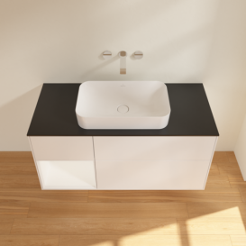 Тумба под раковину Villeroy & Boch Finion 120х50,1 см с подсветкой МДФ белый матовый лак/стекло черное матовое G702MTMT