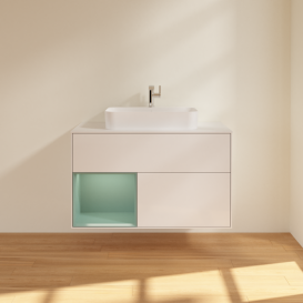 Тумба под раковину Villeroy & Boch Finion 100х50,1 см с подсветкой МДФ глянцевый белый лак/стекло белое матовое F361GMGF