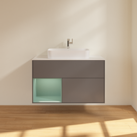 Тумба под раковину Villeroy & Boch Finion 100х50,1 см с подсветкой МДФ антрацит матовый лак/стекло белое матовое F361GMGK