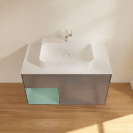 Тумба под раковину Villeroy & Boch Finion 100х50,1 см с подсветкой МДФ антрацит матовый лак/стекло белое матовое F361GMGK