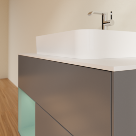 Тумба под раковину Villeroy & Boch Finion 100х50,1 см с подсветкой МДФ антрацит матовый лак/стекло белое матовое F361GMGK