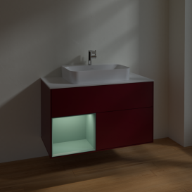 Тумба под раковину Villeroy & Boch Finion 100х50,1 см с подсветкой МДФ пион матовый лак/стекло белое матовое F361GMHB