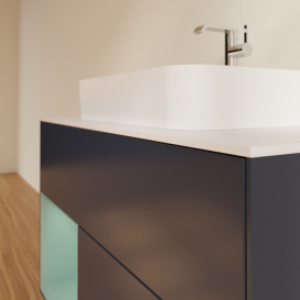 Тумба под раковину Villeroy & Boch Finion 100х50,1 см с подсветкой МДФ темно-синий матовый лак/стекло белое матовое F361GMHG