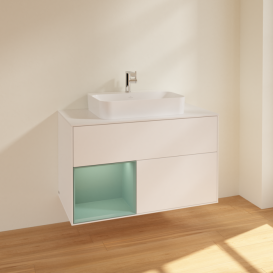 Тумба под раковину Villeroy & Boch Finion 100х50,1 см с подсветкой МДФ белый матовый лак/стекло белое матовое F361GMMT