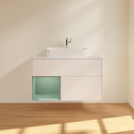 Тумба под раковину Villeroy & Boch Finion 100х50,1 см с подсветкой МДФ белый матовый лак/стекло белое матовое F361GMMT