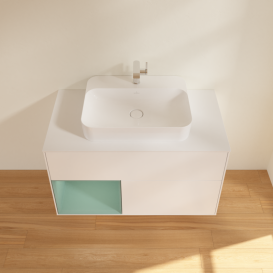 Тумба под раковину Villeroy & Boch Finion 100х50,1 см с подсветкой МДФ белый матовый лак/стекло белое матовое F361GMMT