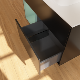 Тумба під раковину Villeroy & Boch Finion 100х50,1 см із підсвічуванням МДФ чорний матовий лак/скло біле матове F361GMPD