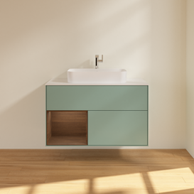 Тумба под раковину Villeroy & Boch Finion 100х50,1 см с подсветкой МДФ оливковый матовый лак/стекло белое матовое F361GNGM