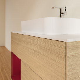 Тумба под раковину Villeroy & Boch Finion 100х50,1 см с подсветкой МДФ шпон дуба/стекло белое матовое F361HBPC