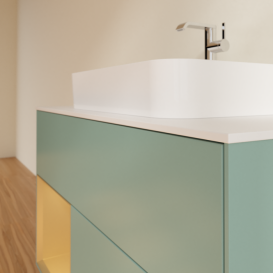 Тумба под раковину Villeroy & Boch Finion 100х50,1 см с подсветкой МДФ оливковый матовый лак/стекло белое матовое F361HFGM