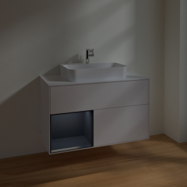 Тумба под раковину Villeroy & Boch Finion 100х50,1 см с подсветкой МДФ глянцевый белый лак/стекло белое матовое F361HGGF