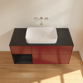 Тумба под раковину Villeroy & Boch Finion 120х50,1 см с подсветкой МДФ пион матовый лак/стекло черное матовое G702PDHB