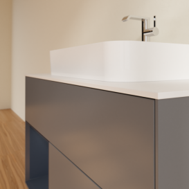 Тумба под раковину Villeroy & Boch Finion 100х50,1 см с подсветкой МДФ антрацит матовый лак/стекло белое матовое F361HGGK