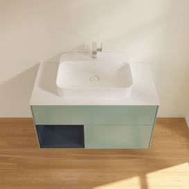 Тумба под раковину Villeroy & Boch Finion 100х50,1 см с подсветкой МДФ оливковый матовый лак/стекло белое матовое F361HGGM