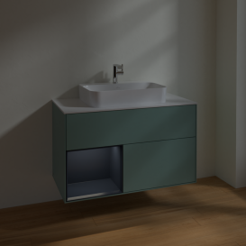 Тумба под раковину Villeroy & Boch Finion 100х50,1 см с подсветкой МДФ оливковый матовый лак/стекло белое матовое F361HGGM