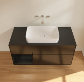 Тумба под раковину Villeroy & Boch Finion 120х50,1 см с подсветкой МДФ черный матовый лак/стекло черное матовое G702PDPD