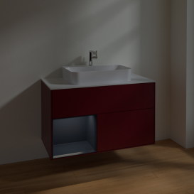 Тумба под раковину Villeroy & Boch Finion 100х50,1 см с подсветкой МДФ пион матовый лак/стекло белое матовое F361HGHB