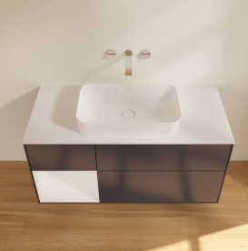 Тумба под раковину Villeroy & Boch Finion 120х50,1 см с подсветкой МДФ темно-синий матовый лак/стекло белое матовое G701GFHG