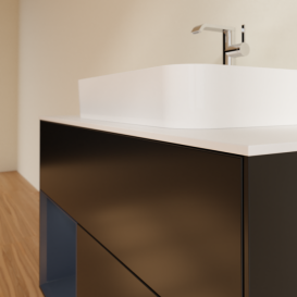 Тумба под раковину Villeroy & Boch Finion 100х50,1 см с подсветкой МДФ черный матовый лак/стекло белое матовое F361HGPD