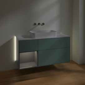 Тумба под раковину Villeroy & Boch Finion 120х50,1 см с подсветкой МДФ оливковый матовый лак/стекло белое матовое G701GKGM