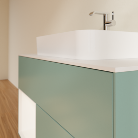 Тумба под раковину Villeroy & Boch Finion 100х50,1 см с подсветкой МДФ оливковый матовый лак/стекло белое матовое F361MTGM