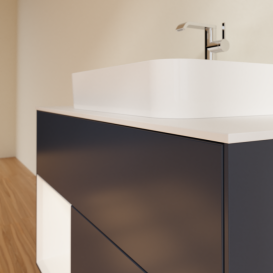 Тумба под раковину Villeroy & Boch Finion 100х50,1 см с подсветкой МДФ темно-синий матовый лак/стекло белое матовое F361MTHG
