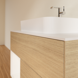 Тумба под раковину Villeroy & Boch Finion 100х50,1 см с подсветкой МДФ шпон дуба/стекло белое матовое F361MTPC
