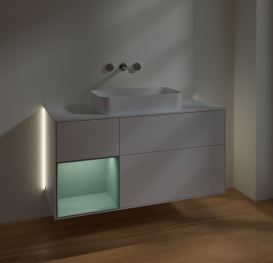 Тумба под раковину Villeroy & Boch Finion 120х50,1 см с подсветкой МДФ глянцевый белый лак/стекло белое матовое G701GMGF