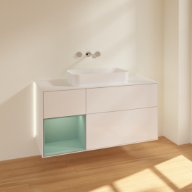 Тумба под раковину Villeroy & Boch Finion 120х50,1 см с подсветкой МДФ глянцевый белый лак/стекло белое матовое G701GMGF