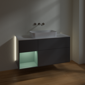 Тумба под раковину Villeroy & Boch Finion 120х50,1 см с подсветкой МДФ антрацит матовый лак/стекло белое матовое G701GMGK