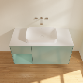 Тумба под раковину Villeroy & Boch Finion 120х50,1 см с подсветкой МДФ оливковый матовый лак/стекло белое матовое G701GMGM