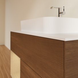 Тумба под раковину Villeroy & Boch Finion 100х50,1 см с подсветкой МДФ шпон грецкого ореха/стекло белое матовое F361PCGN