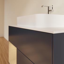 Тумба под раковину Villeroy & Boch Finion 100х50,1 см с подсветкой МДФ темно-синий матовый лак/стекло белое матовое F361PCHG