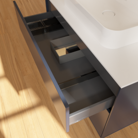 Тумба под раковину Villeroy & Boch Finion 100х50,1 см с подсветкой МДФ темно-синий матовый лак/стекло белое матовое F361PCHG