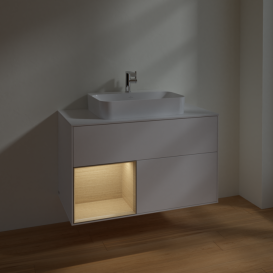 Тумба под раковину Villeroy & Boch Finion 100х50,1 см с подсветкой МДФ белый матовый лак/стекло белое матовое F361PCMT