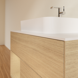 Тумба под раковину Villeroy & Boch Finion 100х50,1 см с подсветкой МДФ шпон дуба/стекло белое матовое F361PCPC