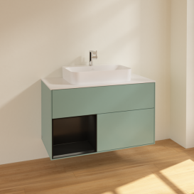 Тумба под раковину Villeroy & Boch Finion 100х50,1 см с подсветкой МДФ оливковый матовый лак/стекло белое матовое F361PDGM