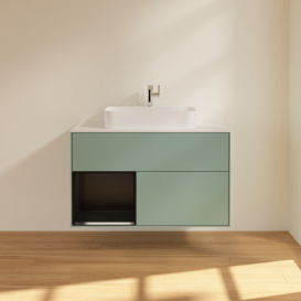 Тумба под раковину Villeroy & Boch Finion 100х50,1 см с подсветкой МДФ оливковый матовый лак/стекло белое матовое F361PDGM