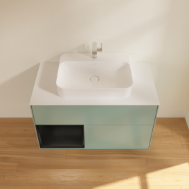 Тумба под раковину Villeroy & Boch Finion 100х50,1 см с подсветкой МДФ оливковый матовый лак/стекло белое матовое F361PDGM